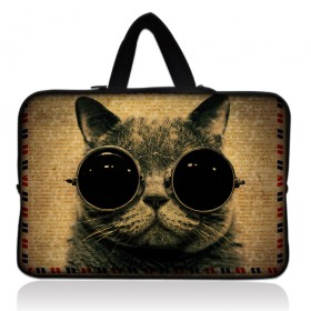 Taška Huado pro notebook do 12.1" Kočka s brýlemi