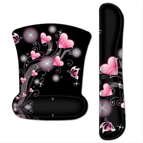 Huado Set podložka pod myš a zápästie Ružové srdiečka