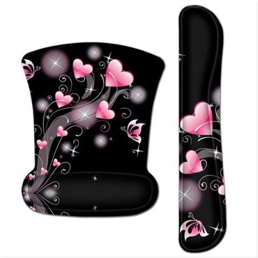 Huado Set podložka pod myš a zápästie Ružové srdiečka